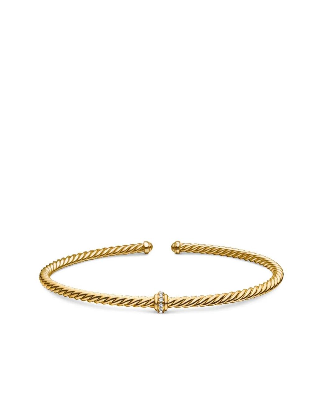 David Yurman White 18kt Yellow Gold Renaissance Center Station Diamond 3mm Bracelet