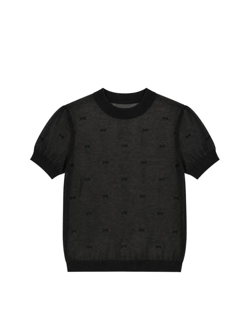 CECILIE BAHNSEN Black Fillo Bow Knit Top