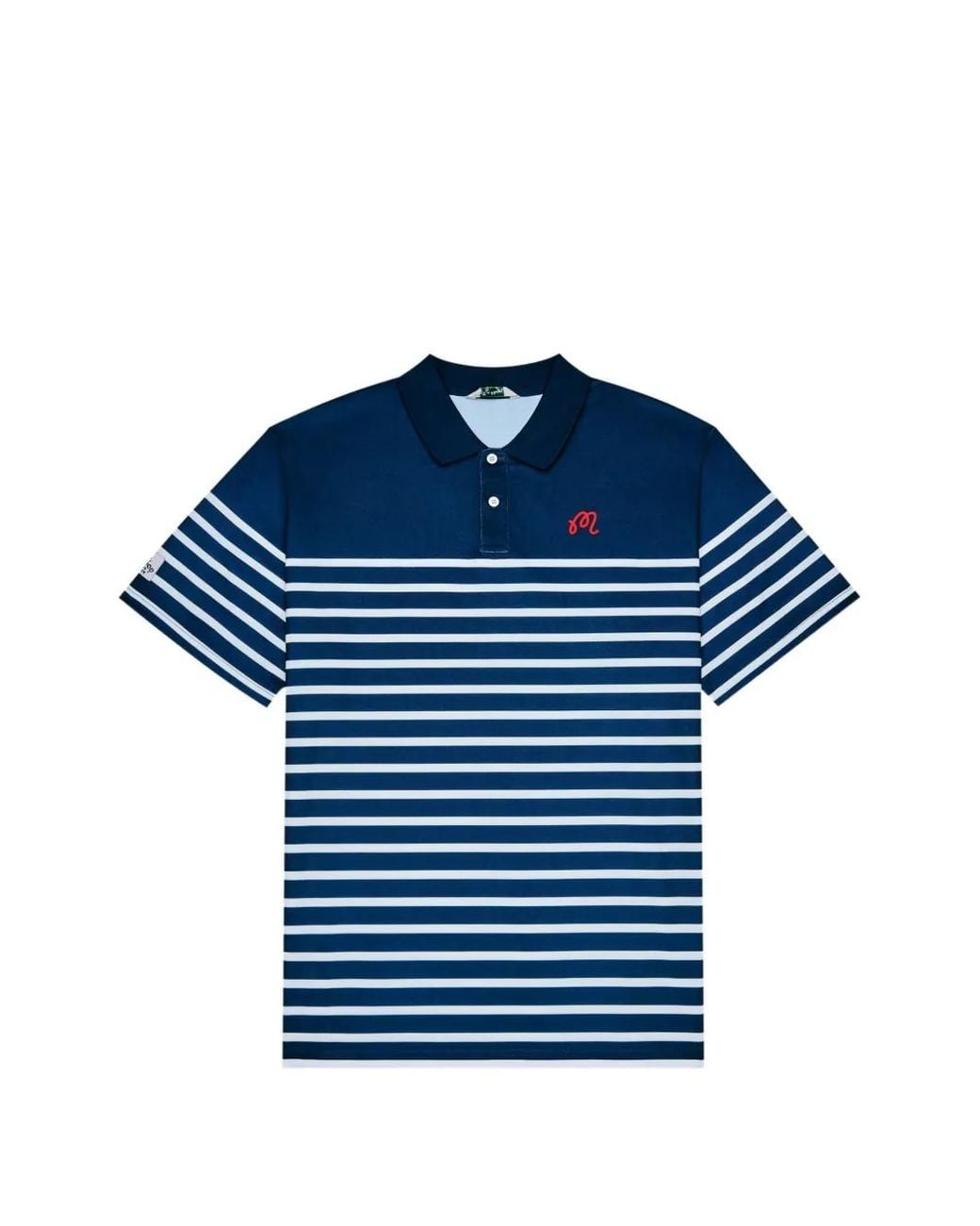 Malbon Golf Blue Striped-Pattern Polo Shirt for men