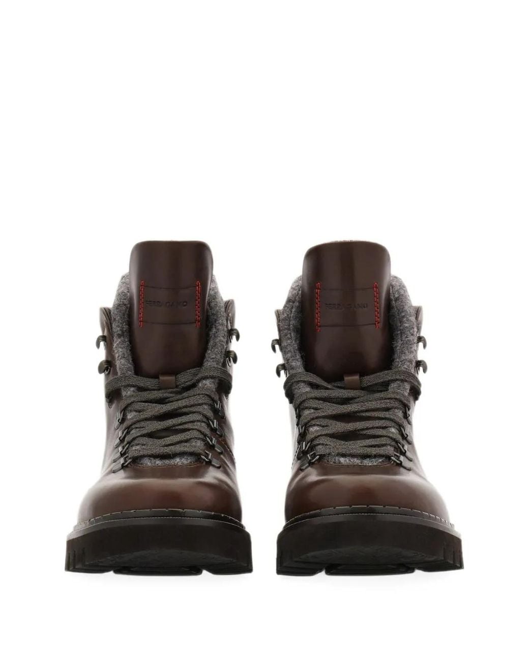 Ferragamo Brown Wool-Lined Utility Boots for men