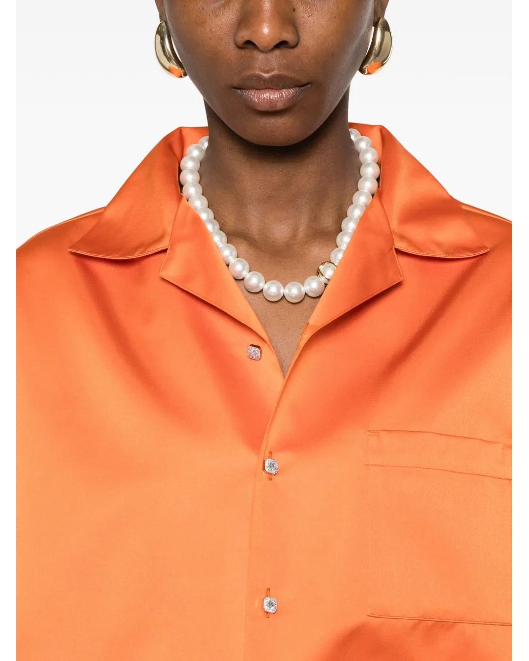 N°21 Orange Chest-Pocket Short-Sleeve Shirt