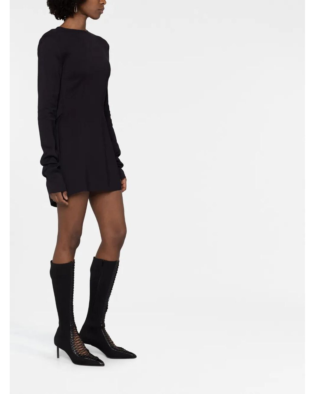 032c Black 'Kicked Back' Structured Short Dress