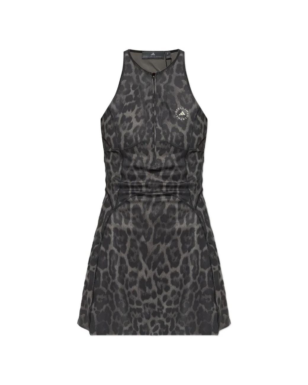 Adidas By Stella McCartney Black X Stella Mccartney Leopard-Print Cut-Out Mini Dress