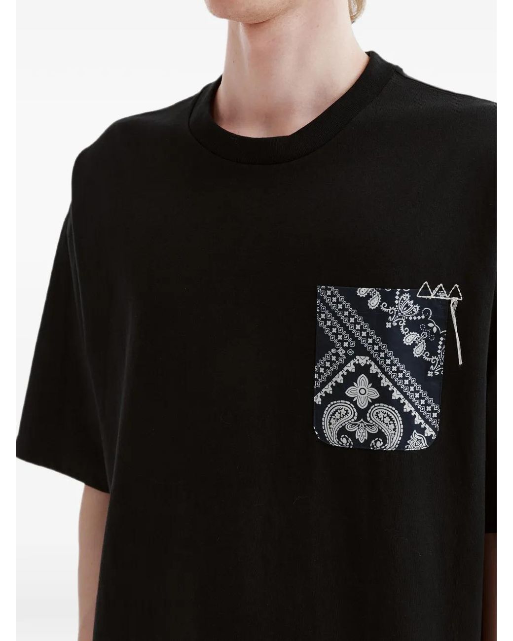AFTERMATHS Black Paisley-Print Pocket T-Shirt for men