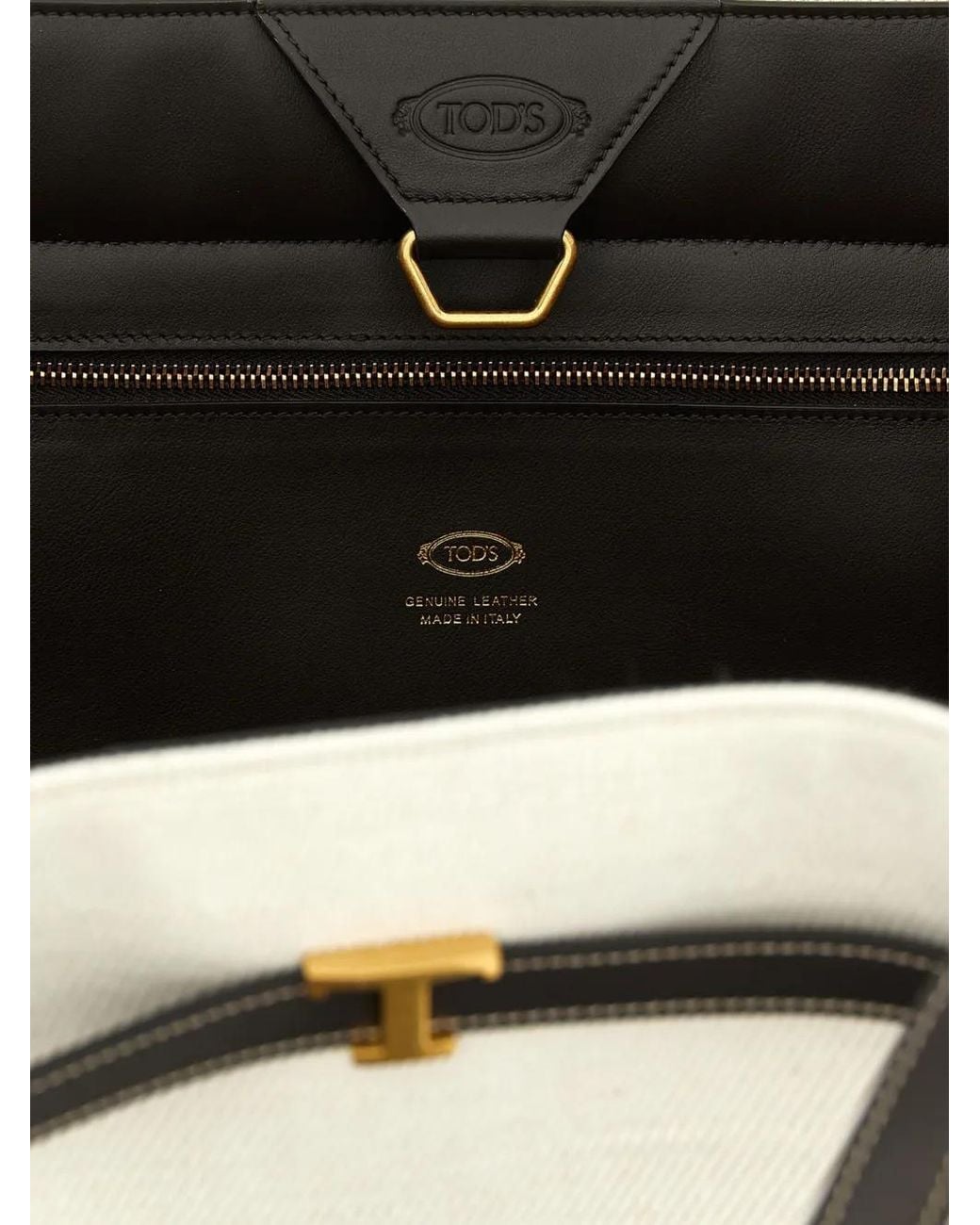 Tod's Metallic T Timeless Leather-Trim Tote Bag