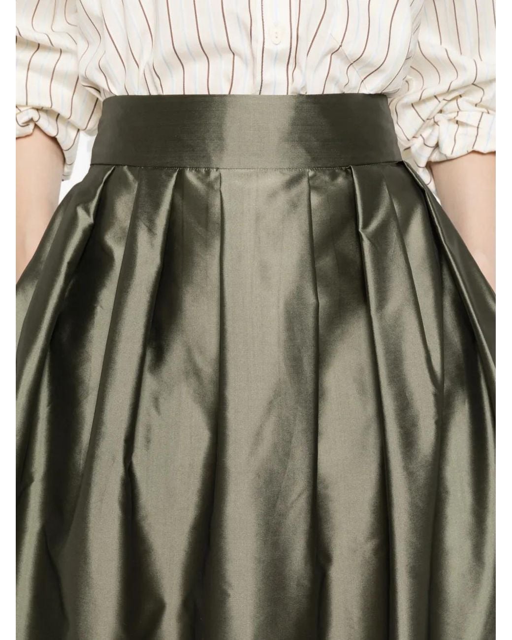 Max Mara Green Pleated Skirt