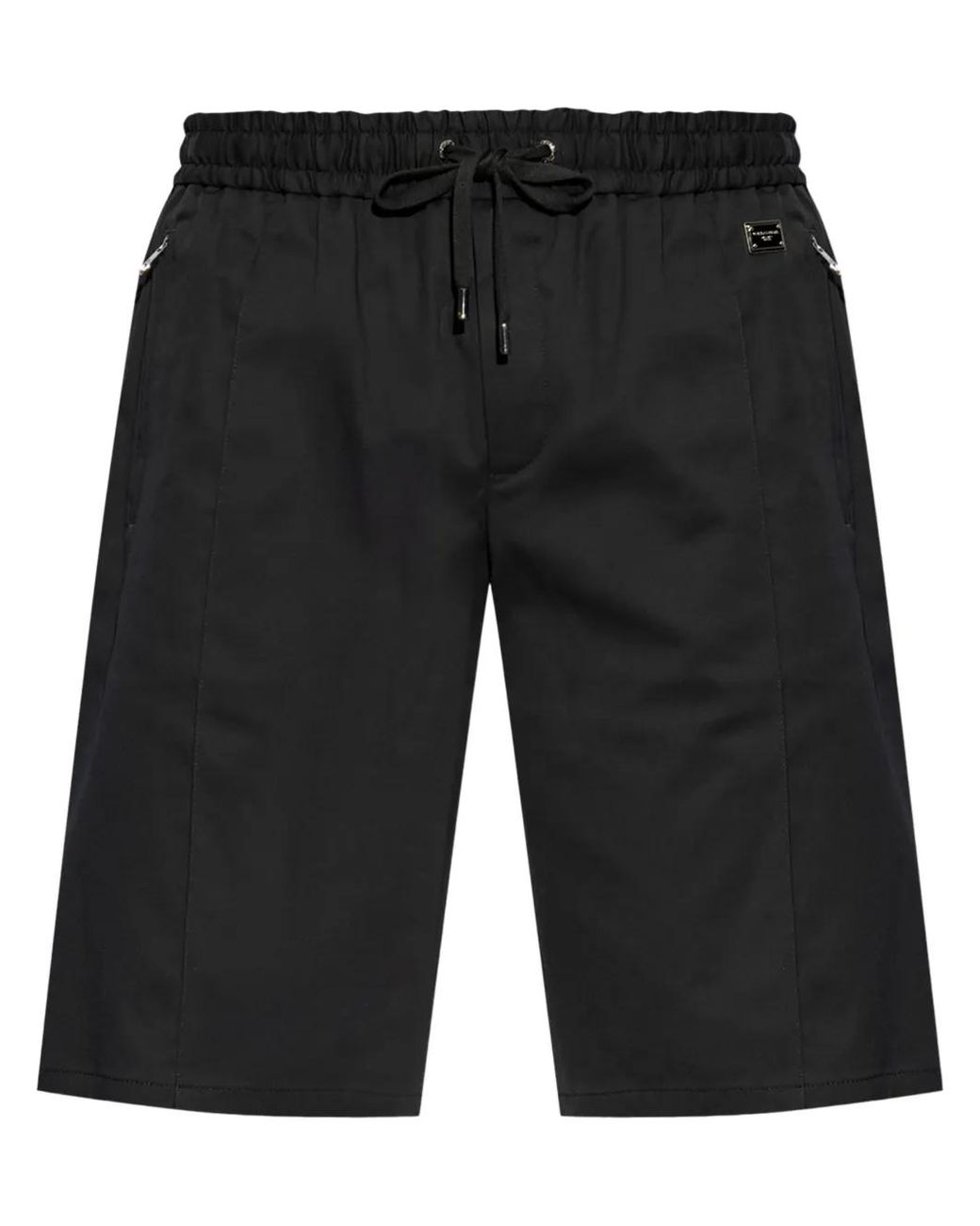 Dolce & Gabbana Black Logo-Plaque Track Shorts for men