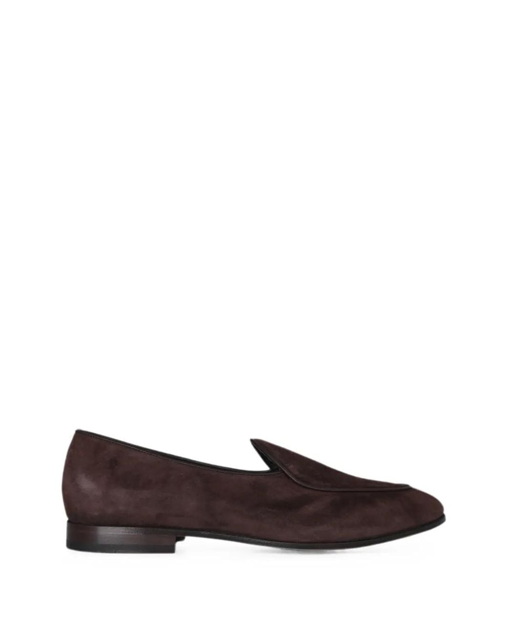 Eleventy Brown Almond-Toe Suede Loafers for men
