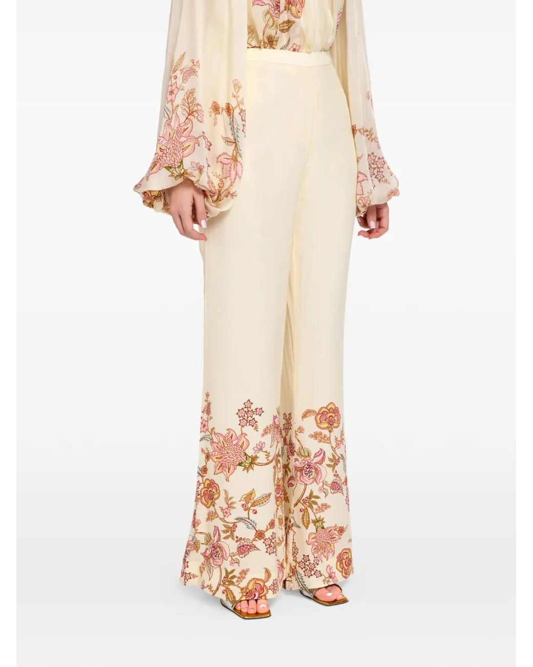 Hemant & Nandita Natural Riah Flared-Leg Trousers
