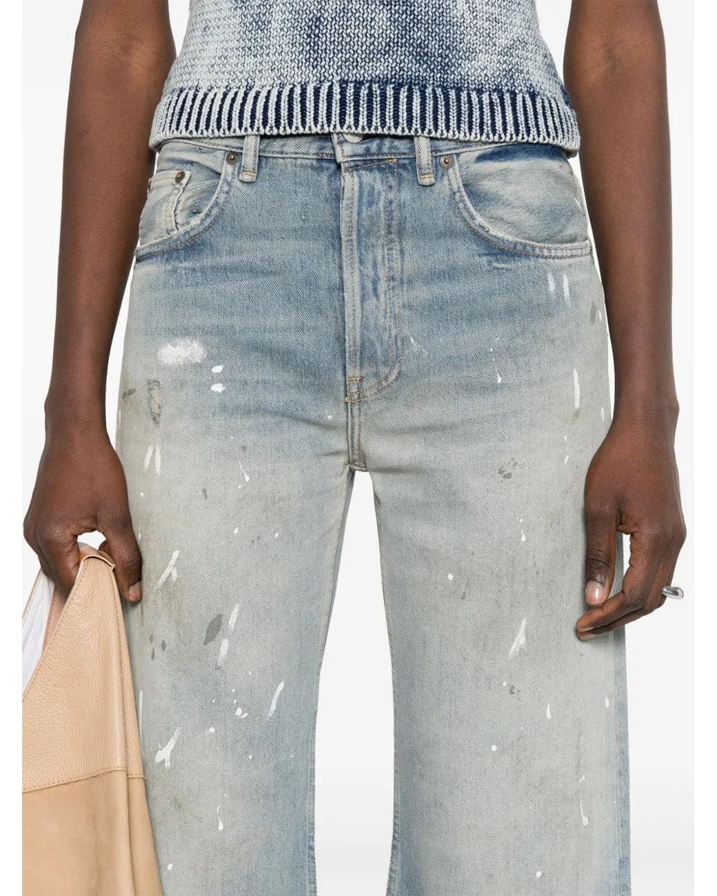 Acne 2021F Jeans Met Verfspatten in het Blue