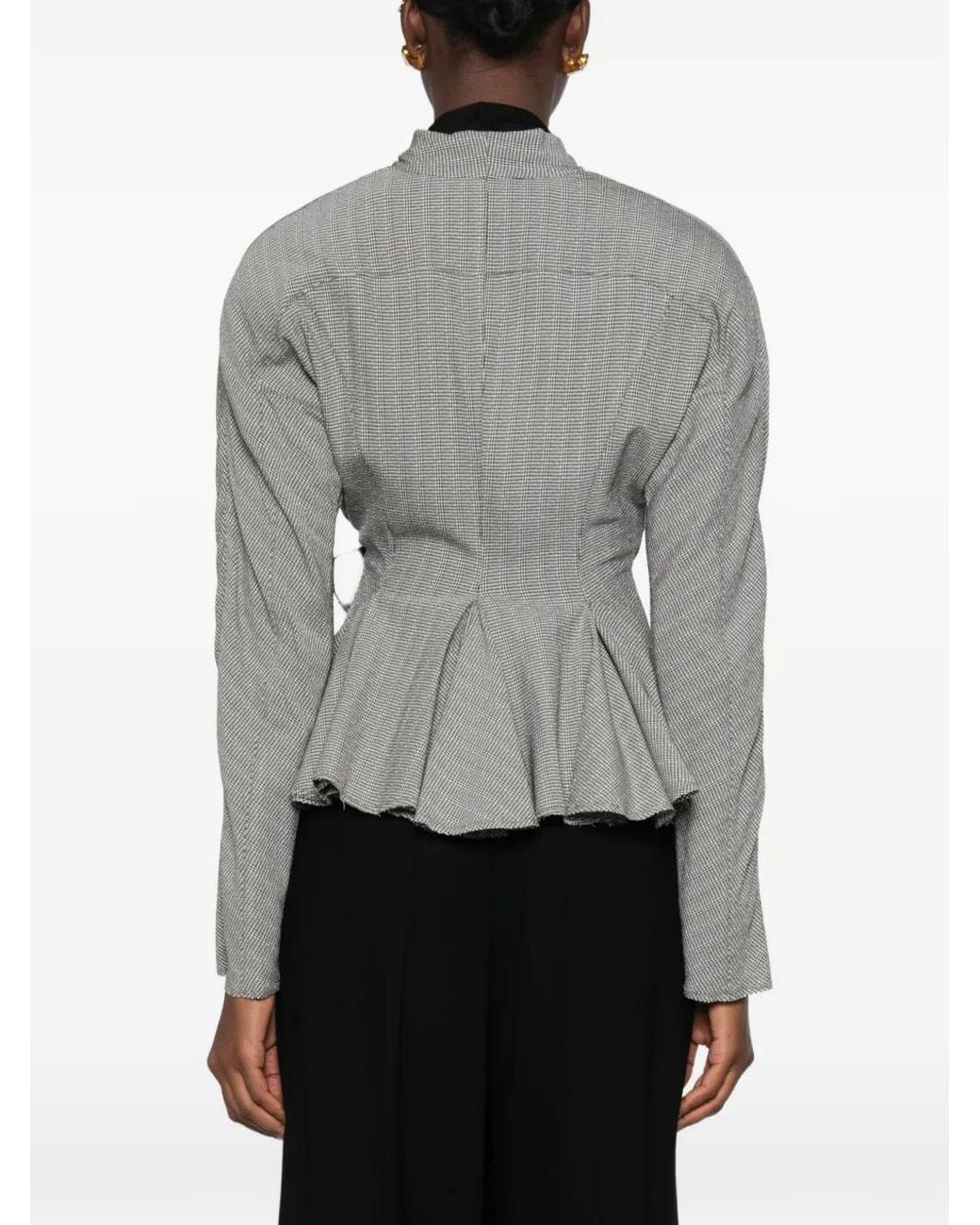 Alberta Ferretti Gray Prince Of Wales Check Wrap Jacket
