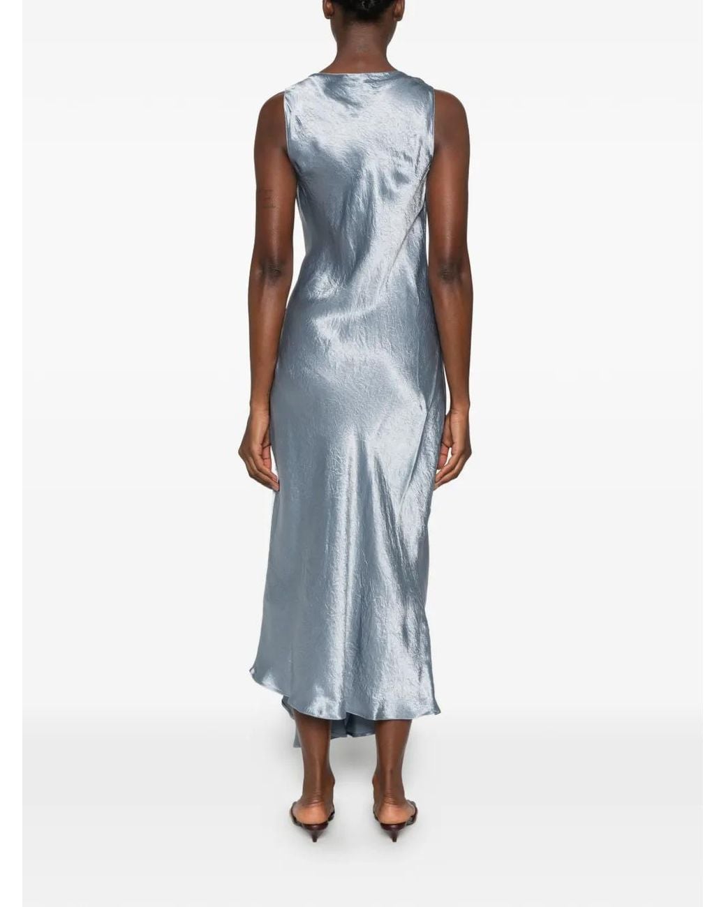 Marella Blue Libero Cowl-Neck Draped Maxi Dress