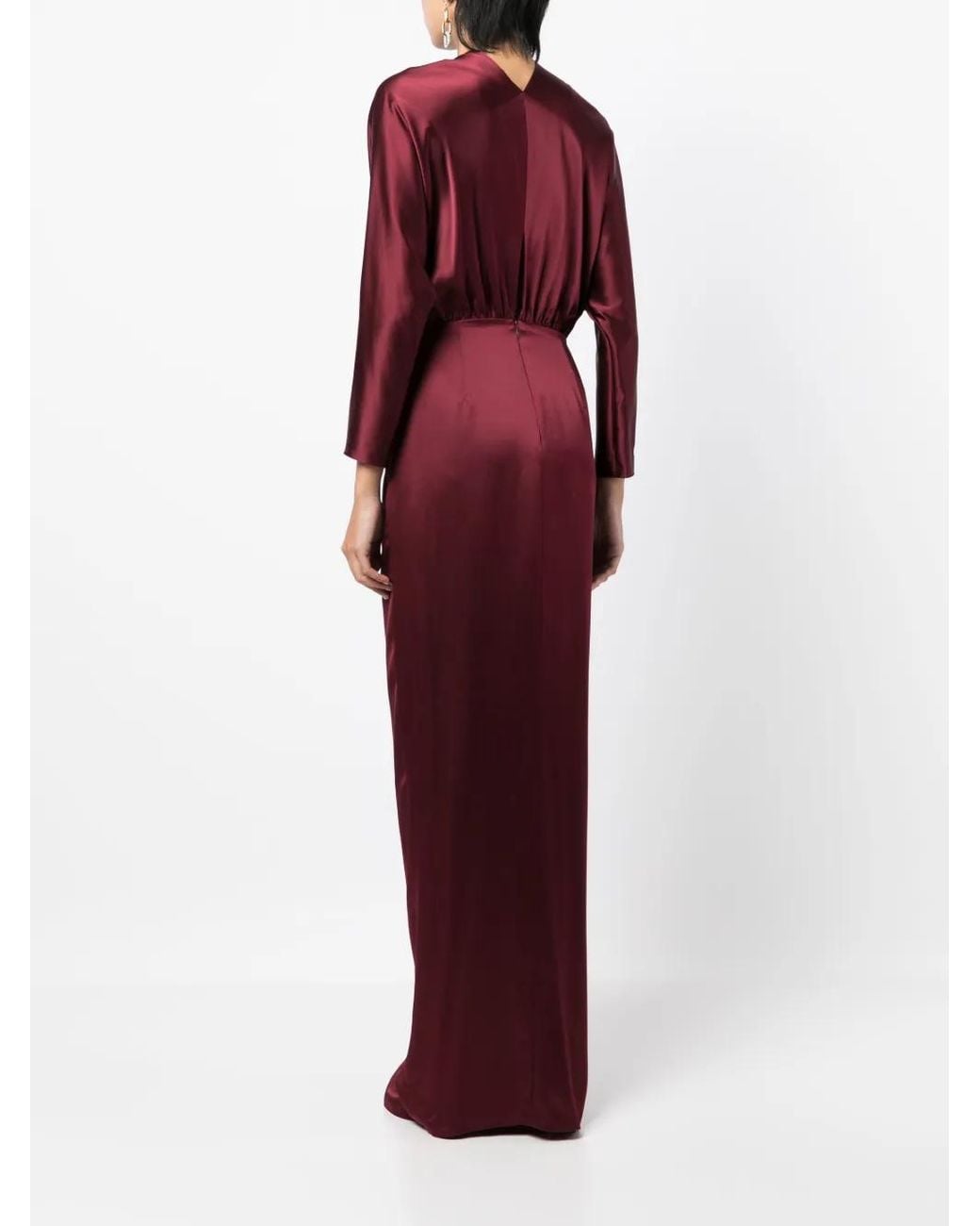 Michelle Mason Purple Twist-Detail Silk Gown