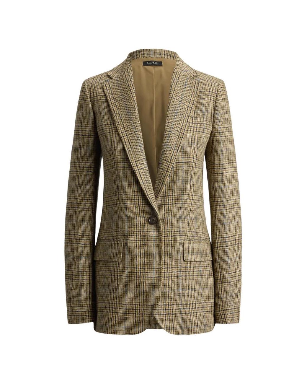 Ralph Lauren Green 100% Linen Multi-Stripe Jacket