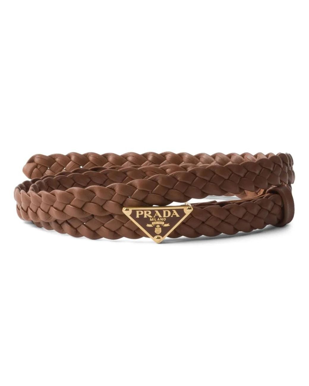 Prada Brown Braided Leather Belt