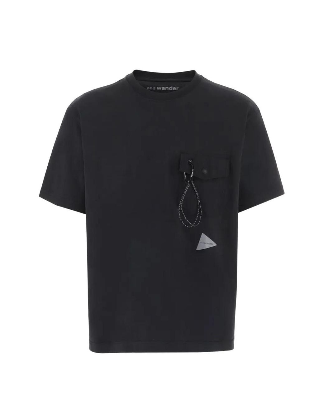 And Wander Black Logo-Print Pocket T-Shirt for men