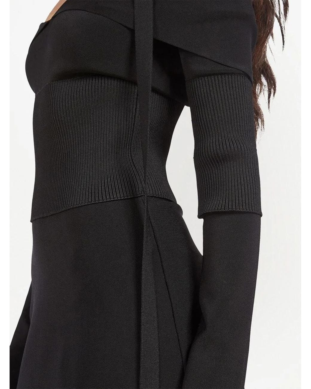 Ferragamo Black Off-Shoulder Midi Dress