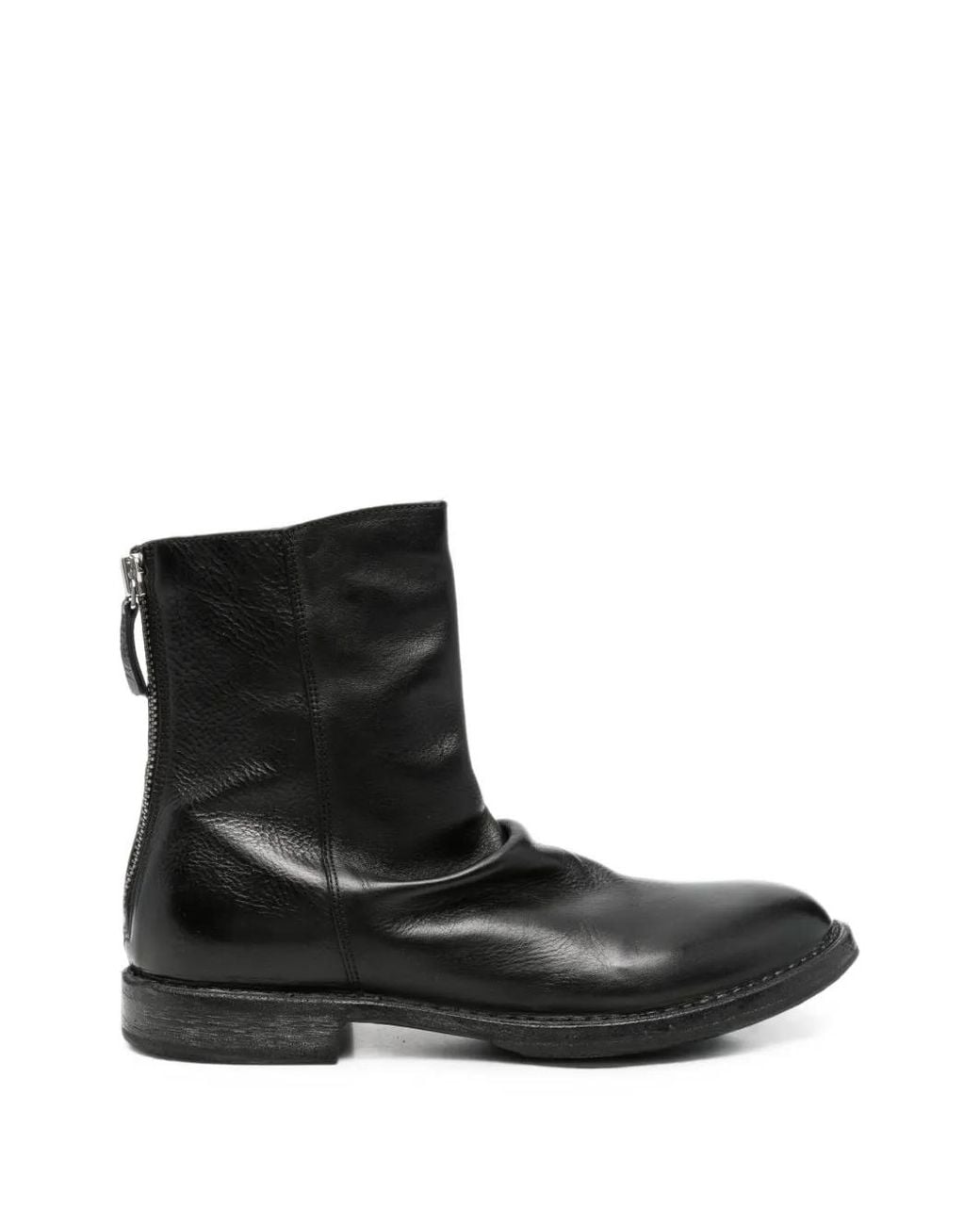 Moma Black Arizona Rear Zip-Fastening Leather Boots for men
