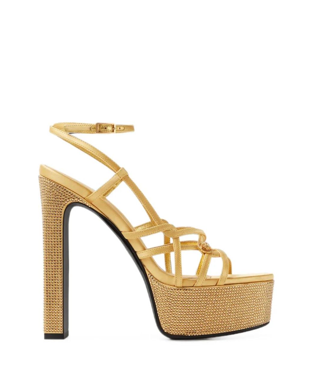 Versace Metallic Valentina Embellished Satin Platform Sandals 140 Mm