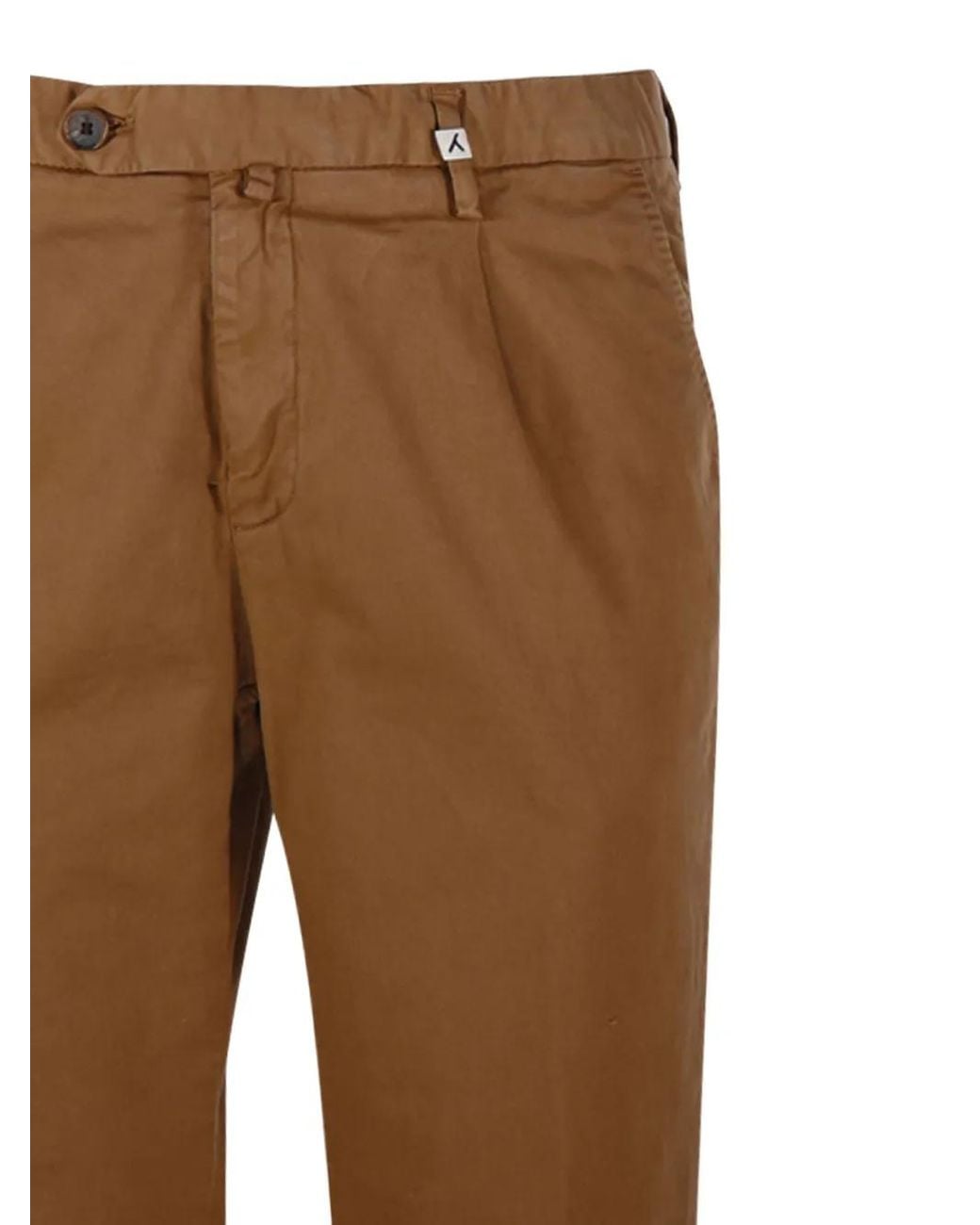 Myths Brown Pleated Cuffed Straight Trousers for men