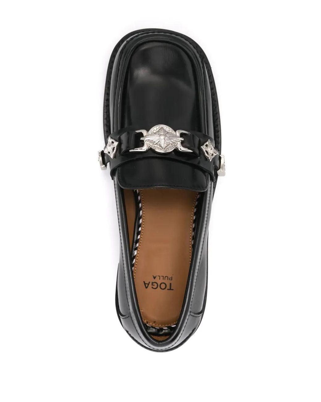 Toga Black Metallic-Detail Loafers
