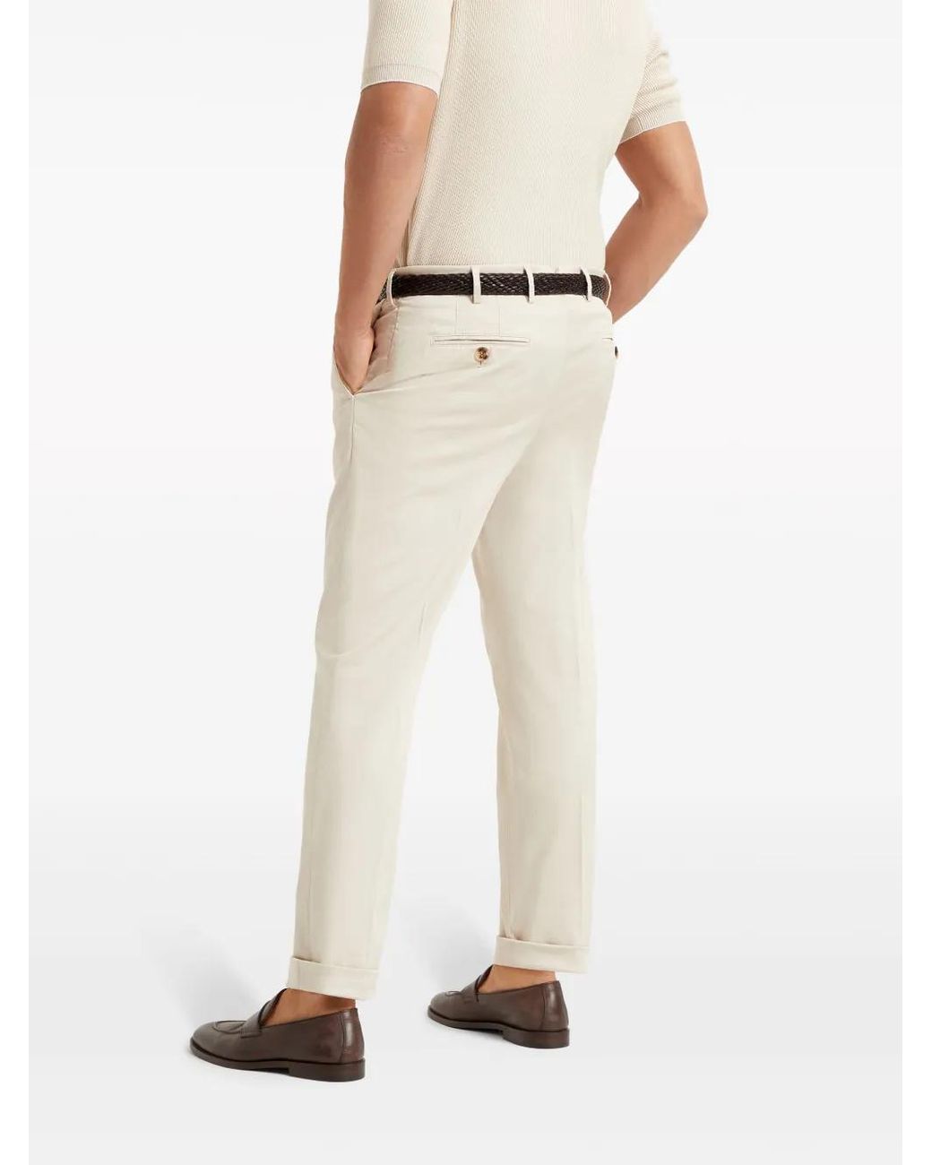 Brunello Cucinelli Pink Gabardine Garment Dyed Pants for men