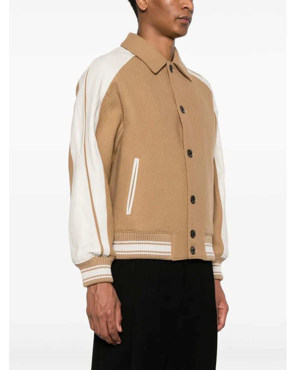 Adererror Natural Button-Down Ribbed Bomber Jacket
