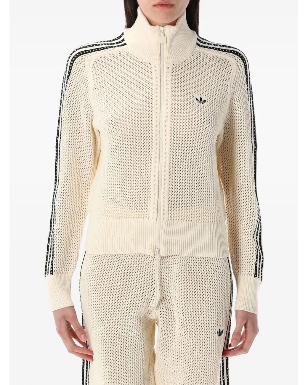 adidas Crochet-Knit Track Jacket in Natural Lyst UK