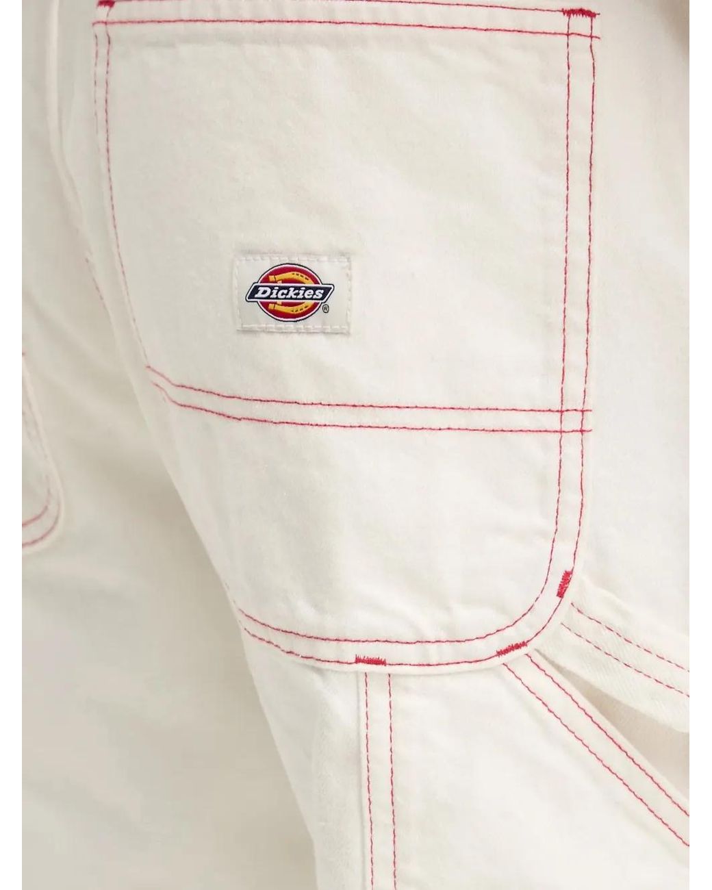 Dickies White Contrast-Stitching Shorts for men