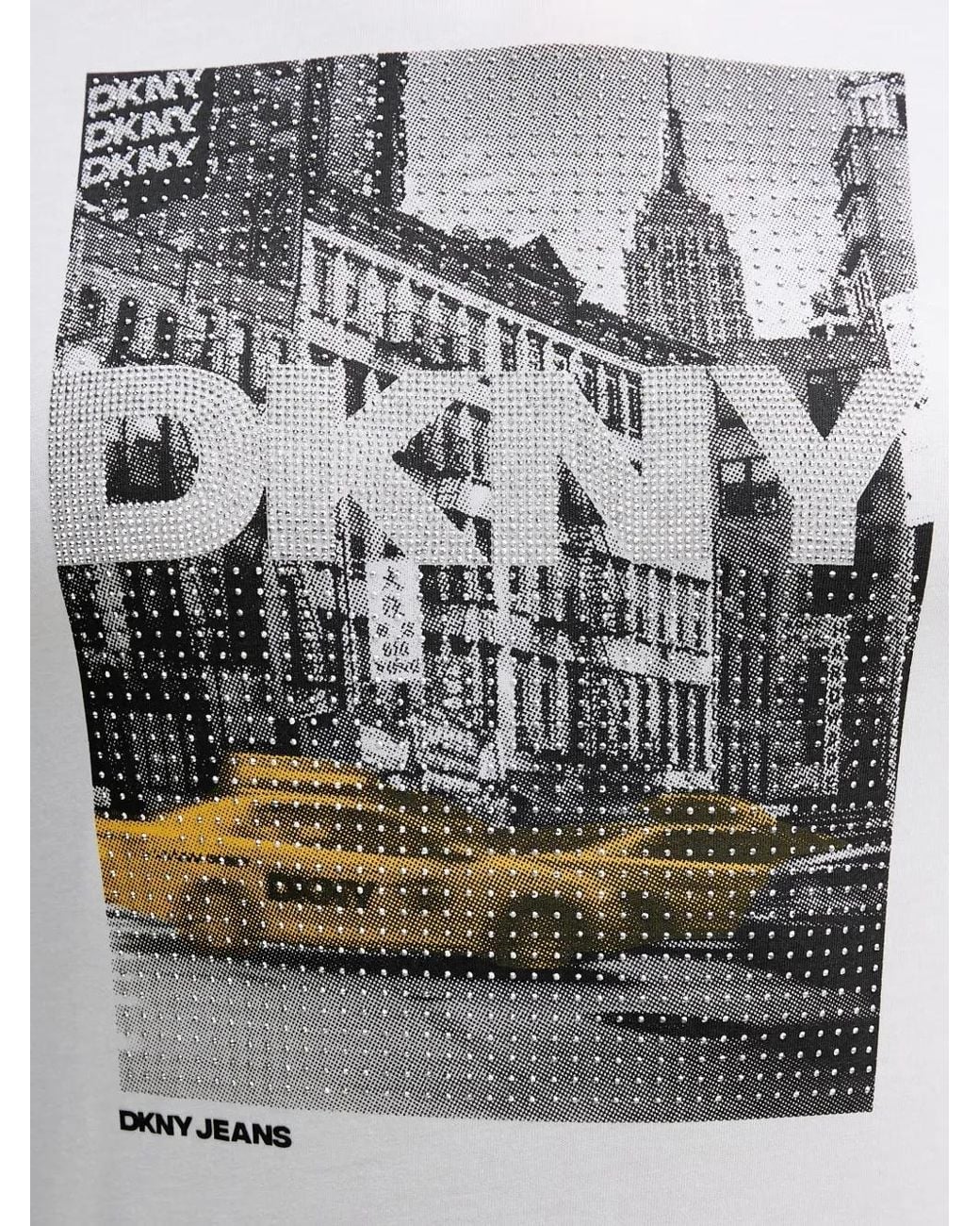 DKNY Blue T-Shirt Orné De Cristaux À Imprimé Graphique