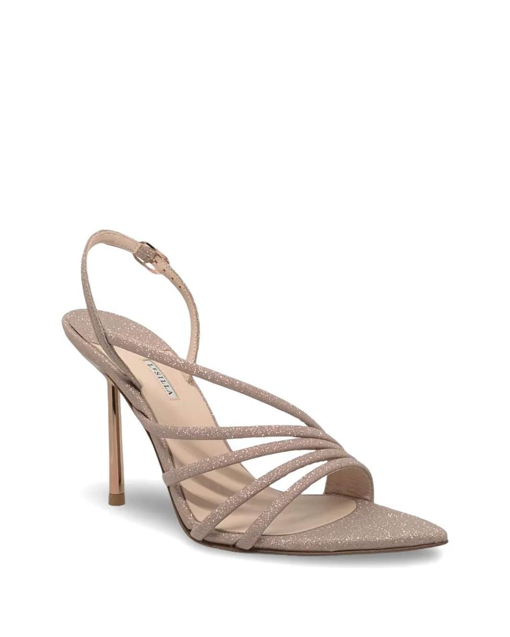 Le Silla White Glitter-Effect Heeled Sandals