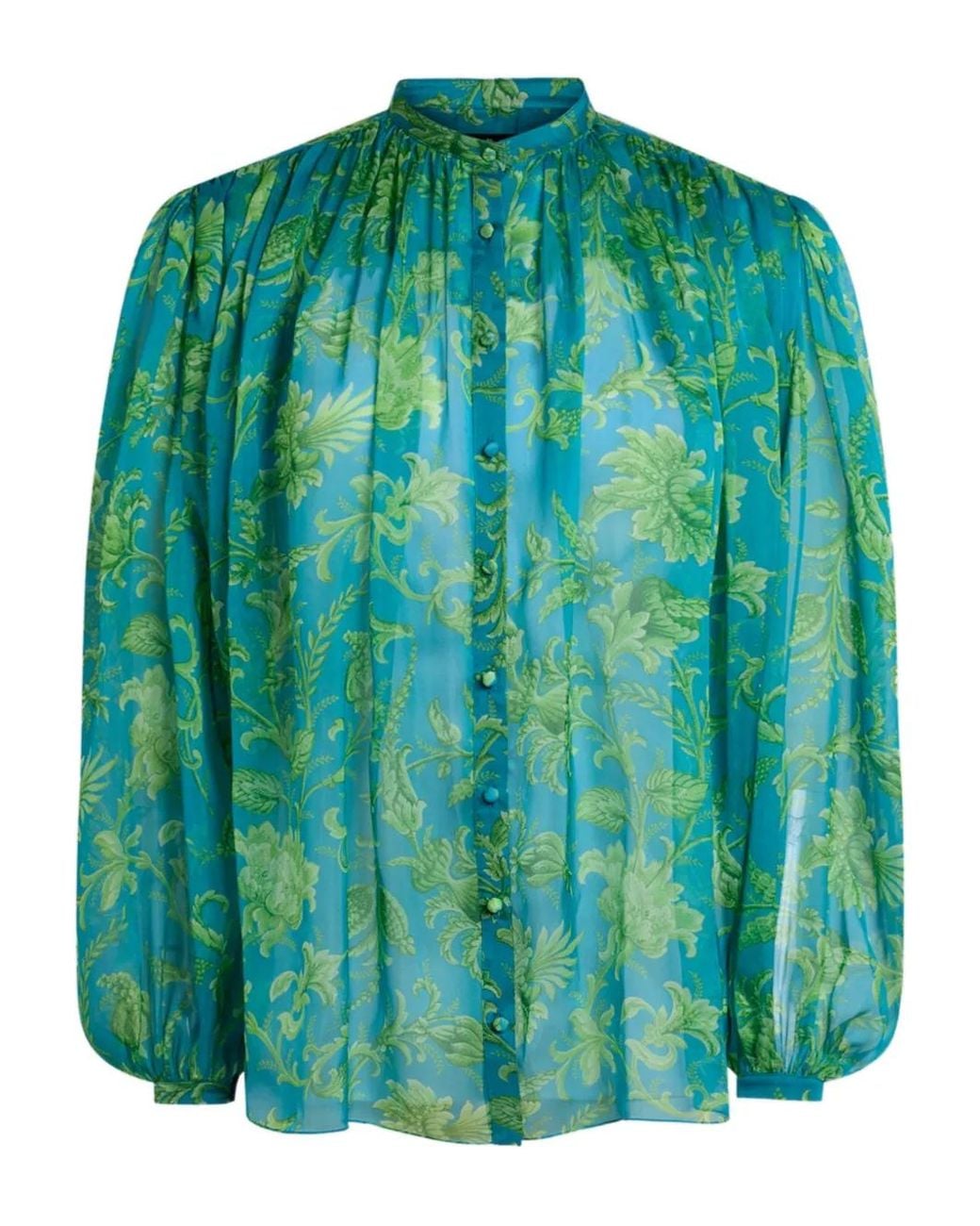 Etro Green Gathering Floral Top
