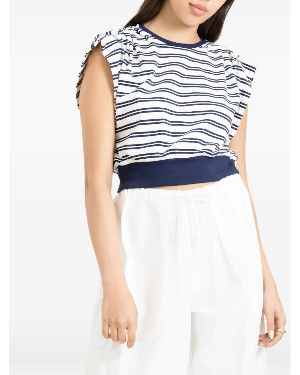Jonathan Simkhai Blue Joie Cap-Sleeve Cotton Top