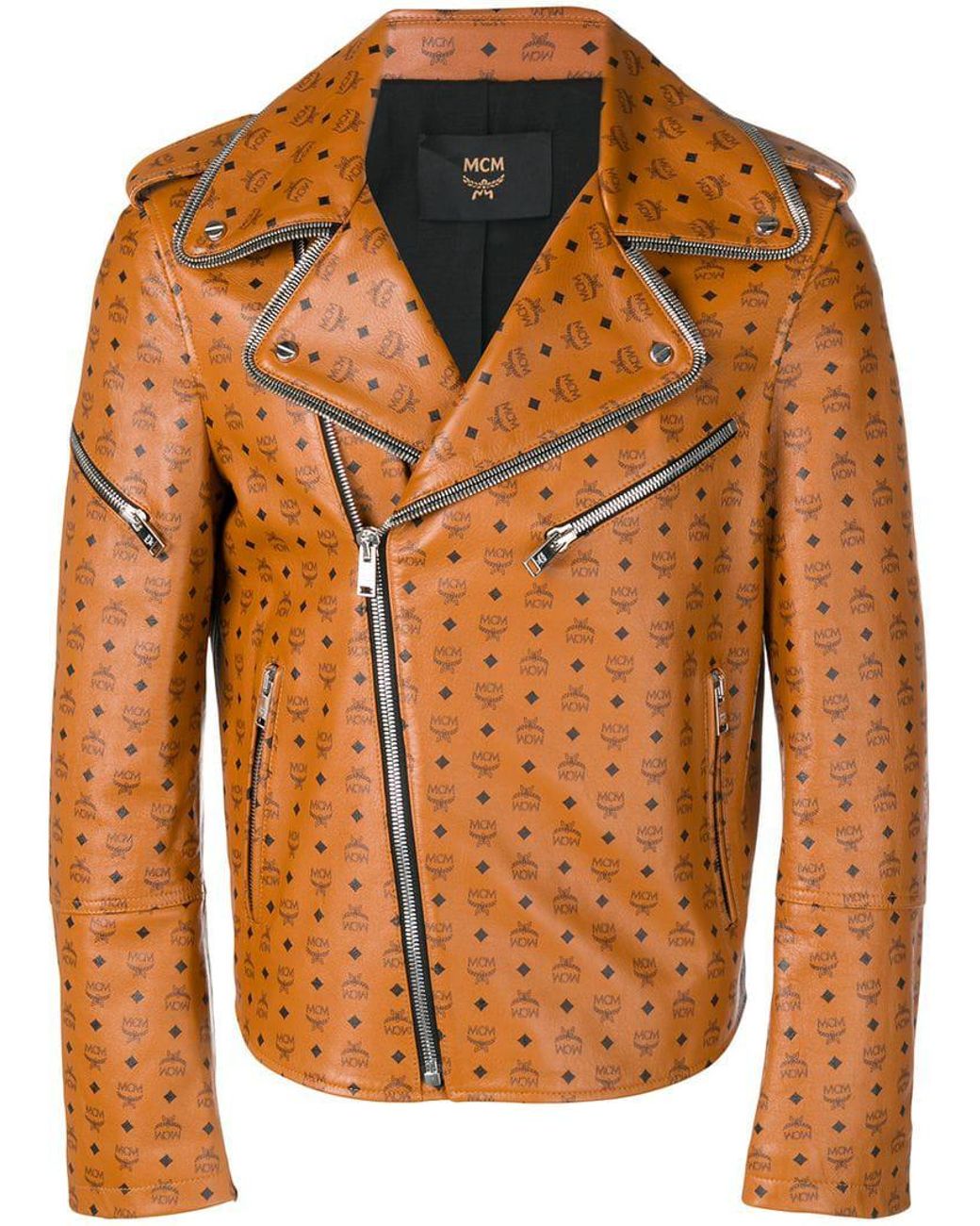 MCM Leather All-over Logo Print Jacket 