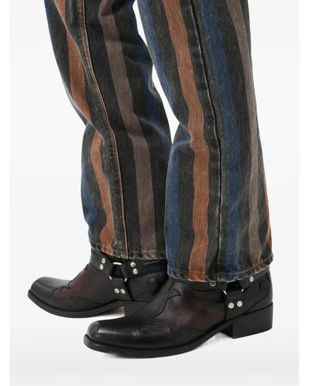 Versace Black Sylvester Leather Western Boots for men