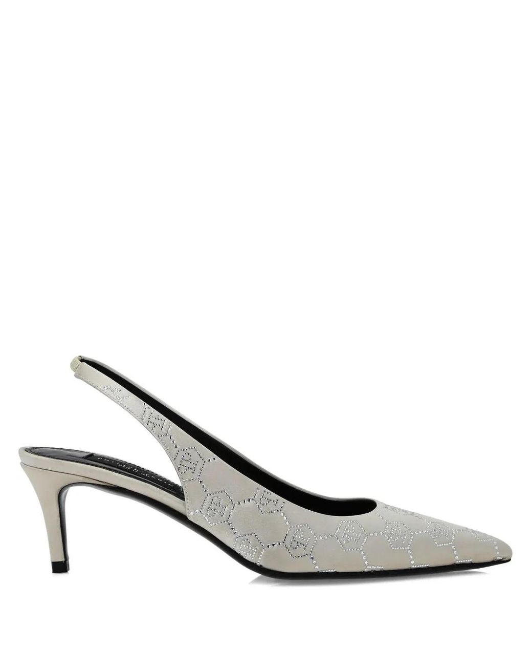 Philipp Plein Metallic 55Mm Rhinestone Monogram Slingback Pumps
