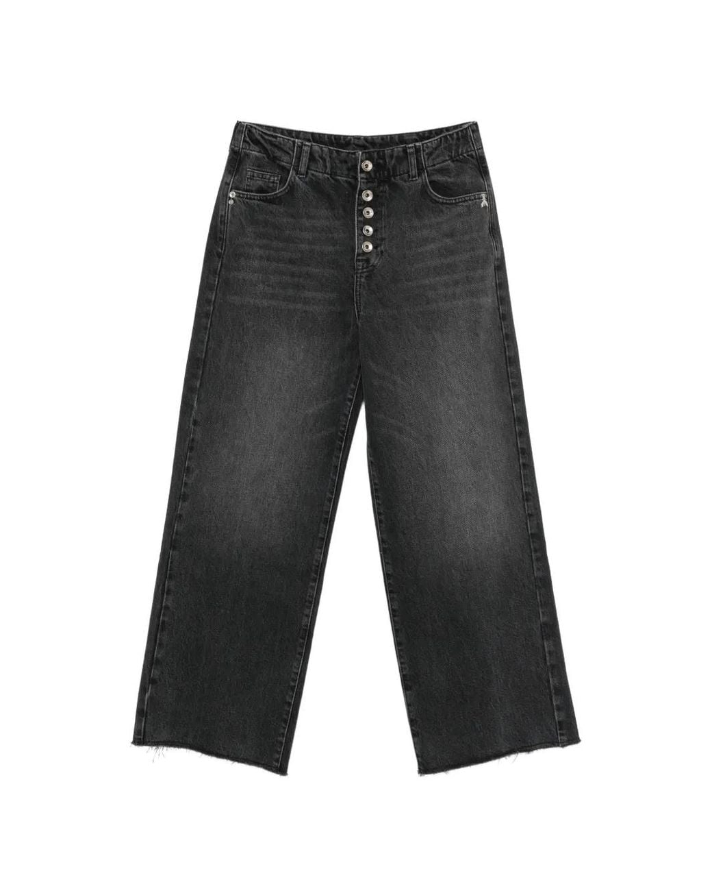Patrizia Pepe Gray Washed Raw-Cut Jeans
