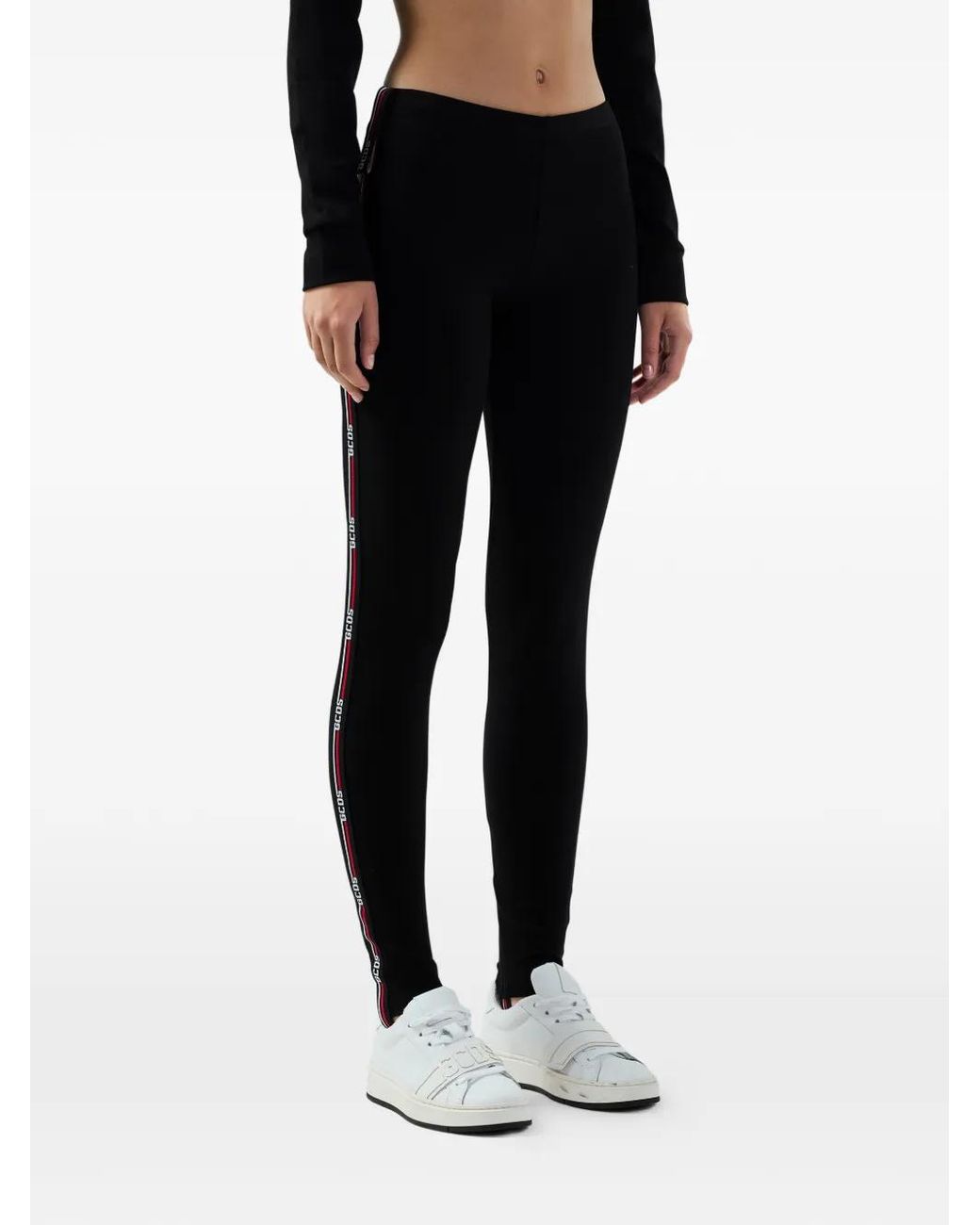 Gcds Black Logo-Tape Leggings