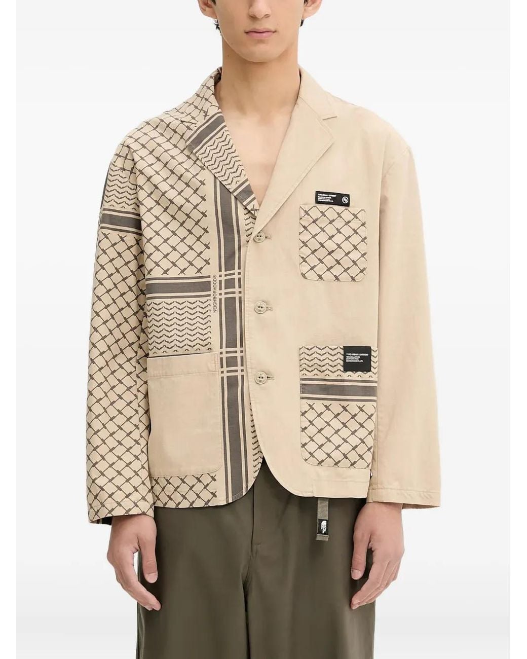 Neighborhood Natural Patterned Pocketed Jacket for men