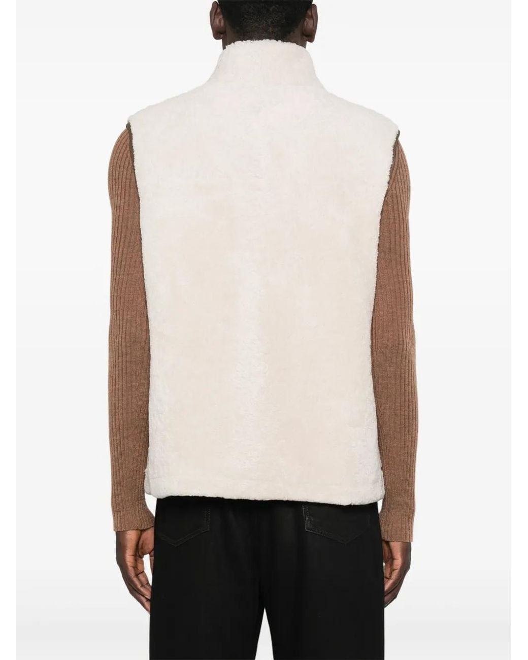 Yves Salomon Natural Shearling-Trimmed Lambskin Gilet Vest for men