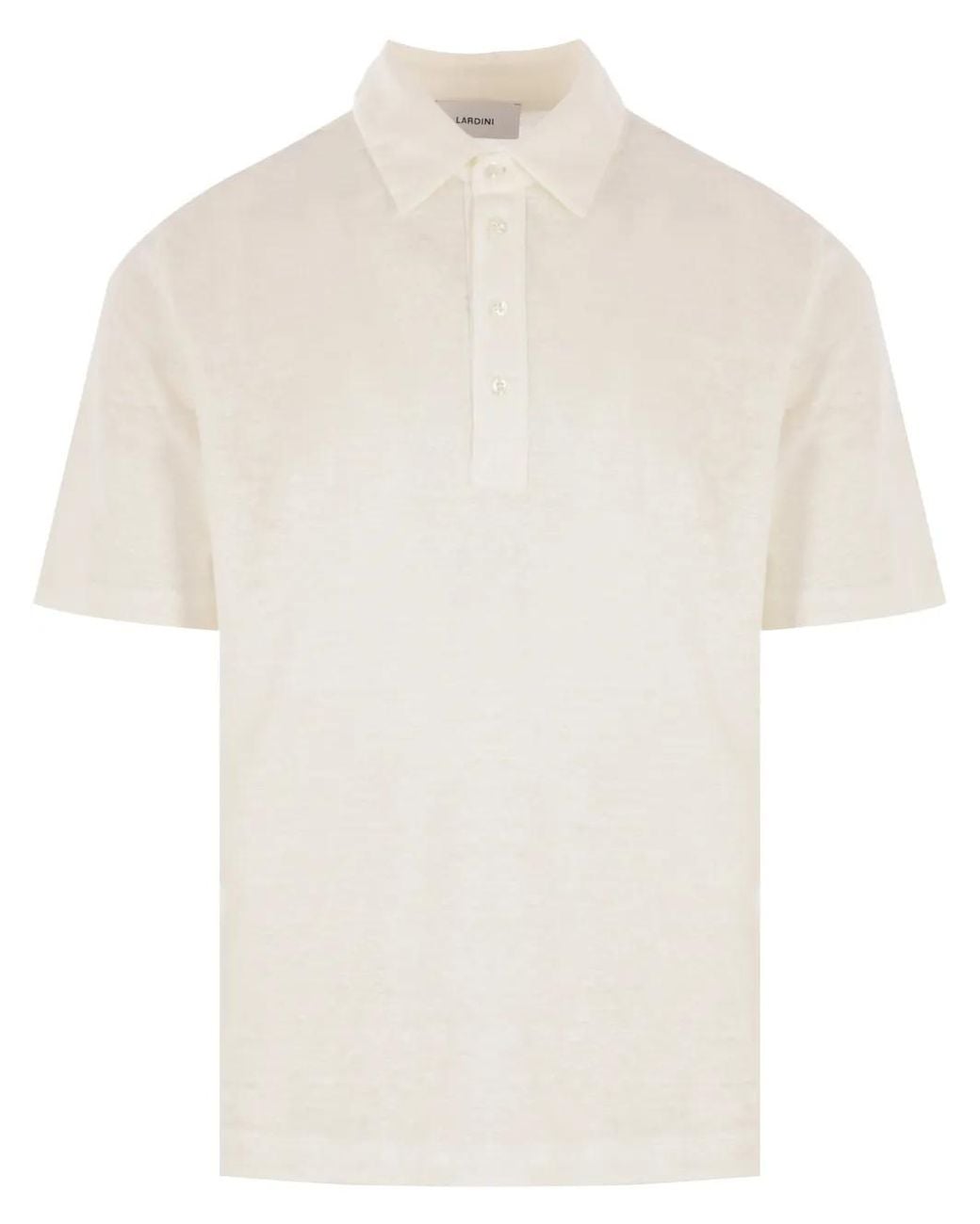 Lardini White Linen Polo Shirt for men