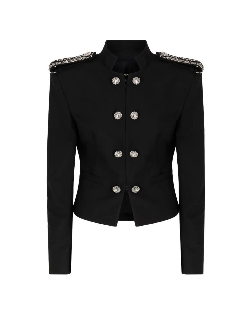 Pinko Black Crystal-Embellished Double-Breasted Jacket