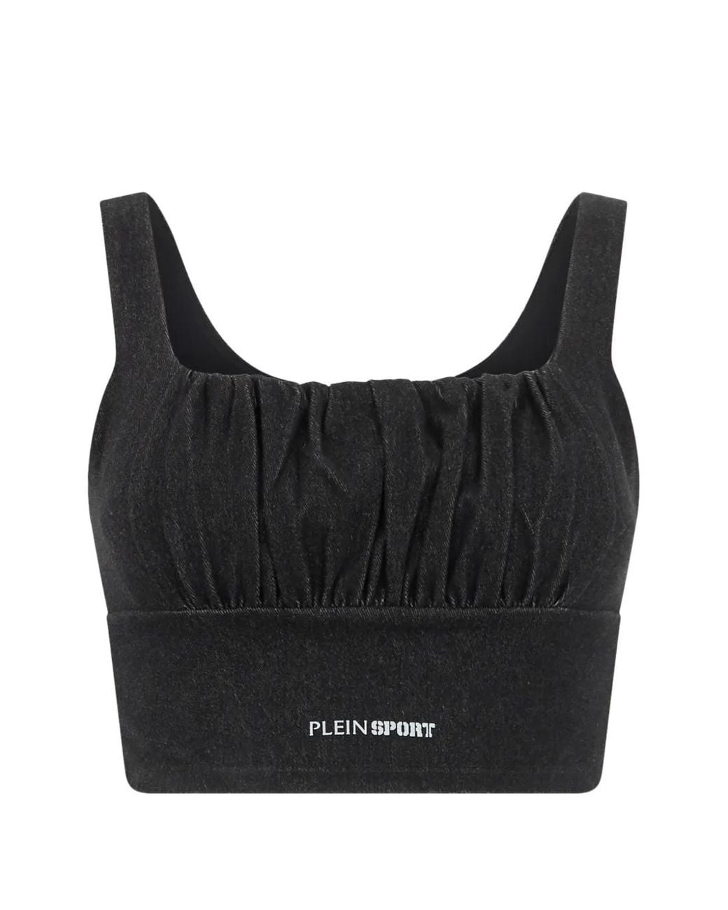 Philipp Plein Black Logo-Print Crop Top