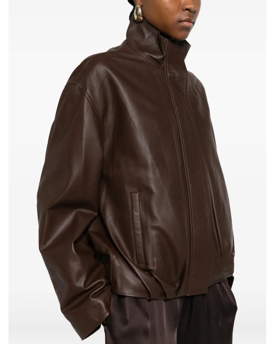 Arma Brown Dahila Funnel-Neck Jacket