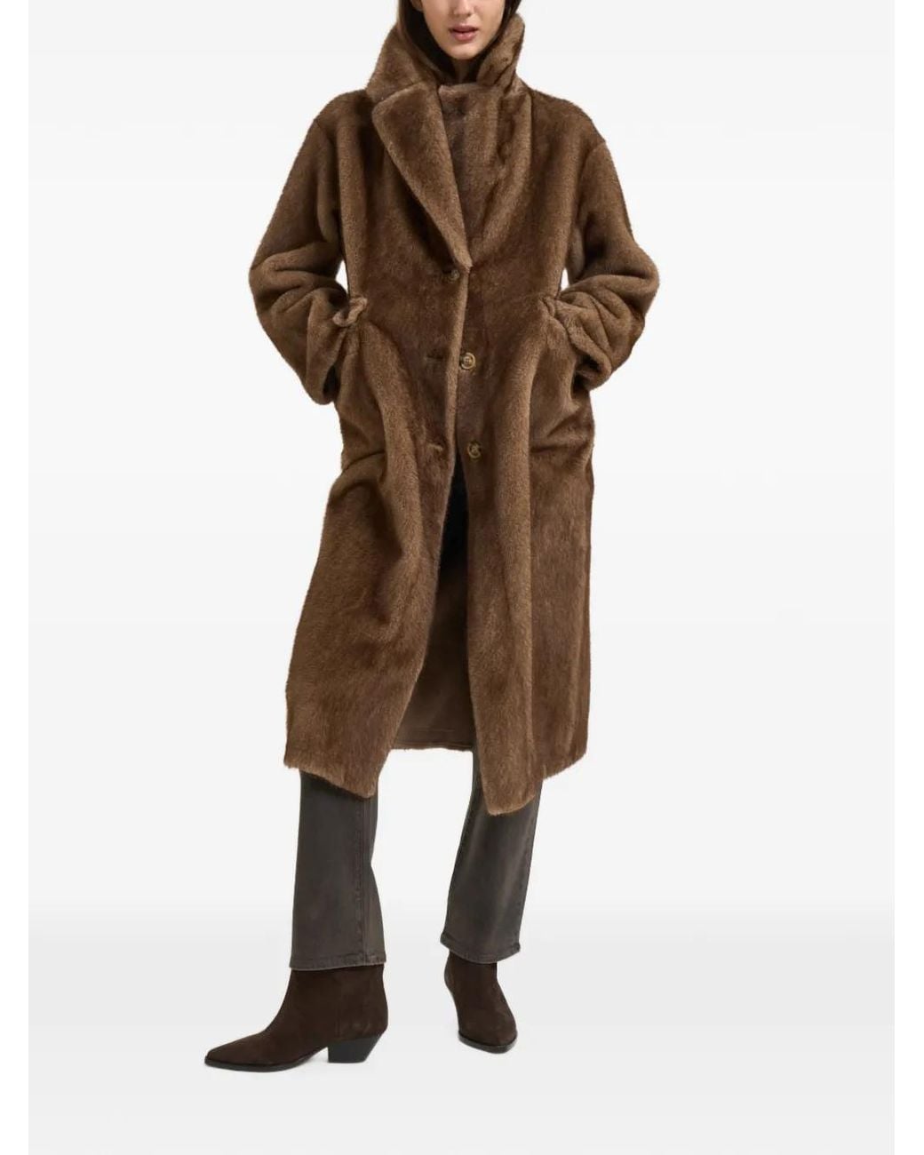 S.w.o.r.d 6.6.44 Brown Faux-Fur Single-Breasted Coat