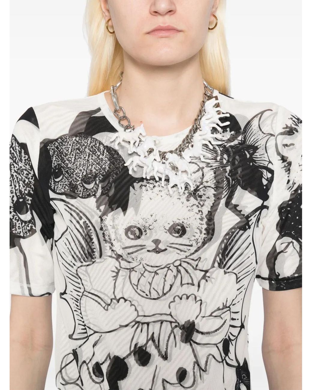 Chopova Lowena Cat Consort Short-Sleeved Top in White | Lyst