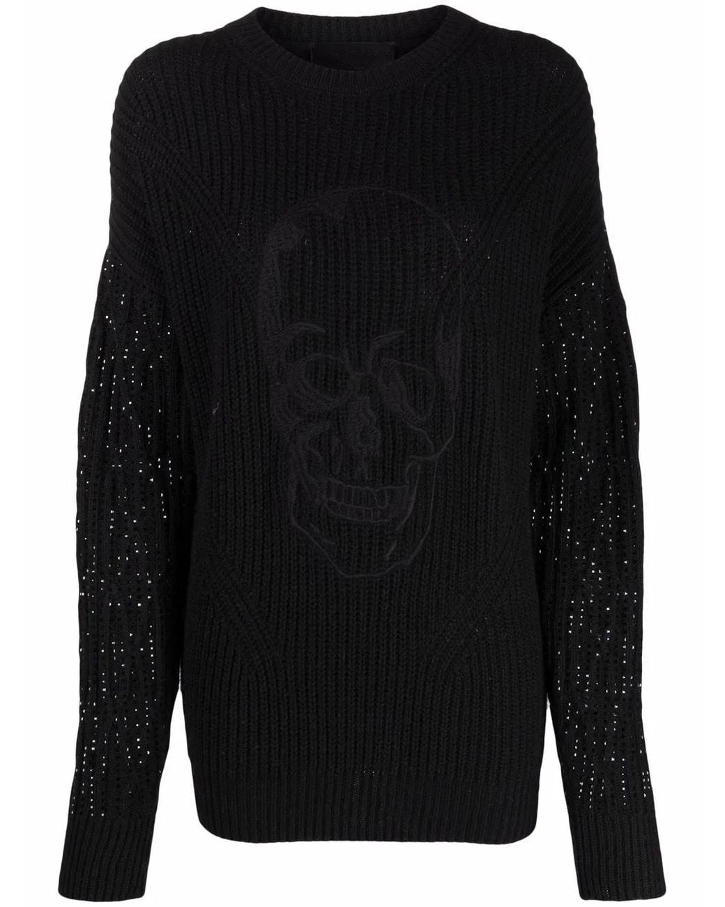 Philipp Plein Black Crystal-Embellished Knitted Jumper
