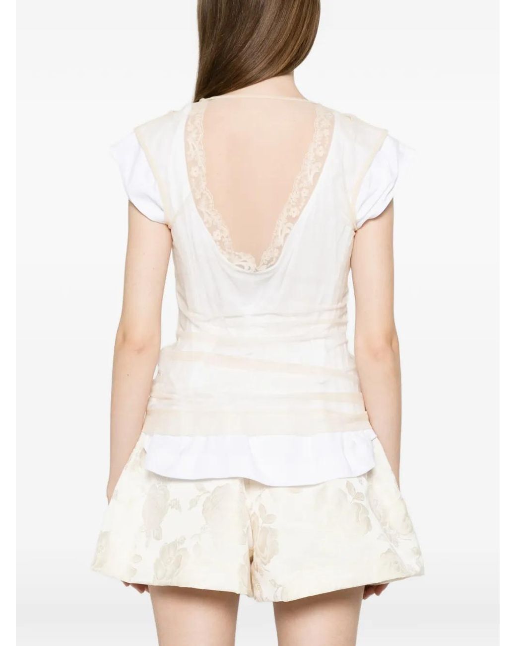 Simone Rocha White T-Shirt À Ourlet Contrastant