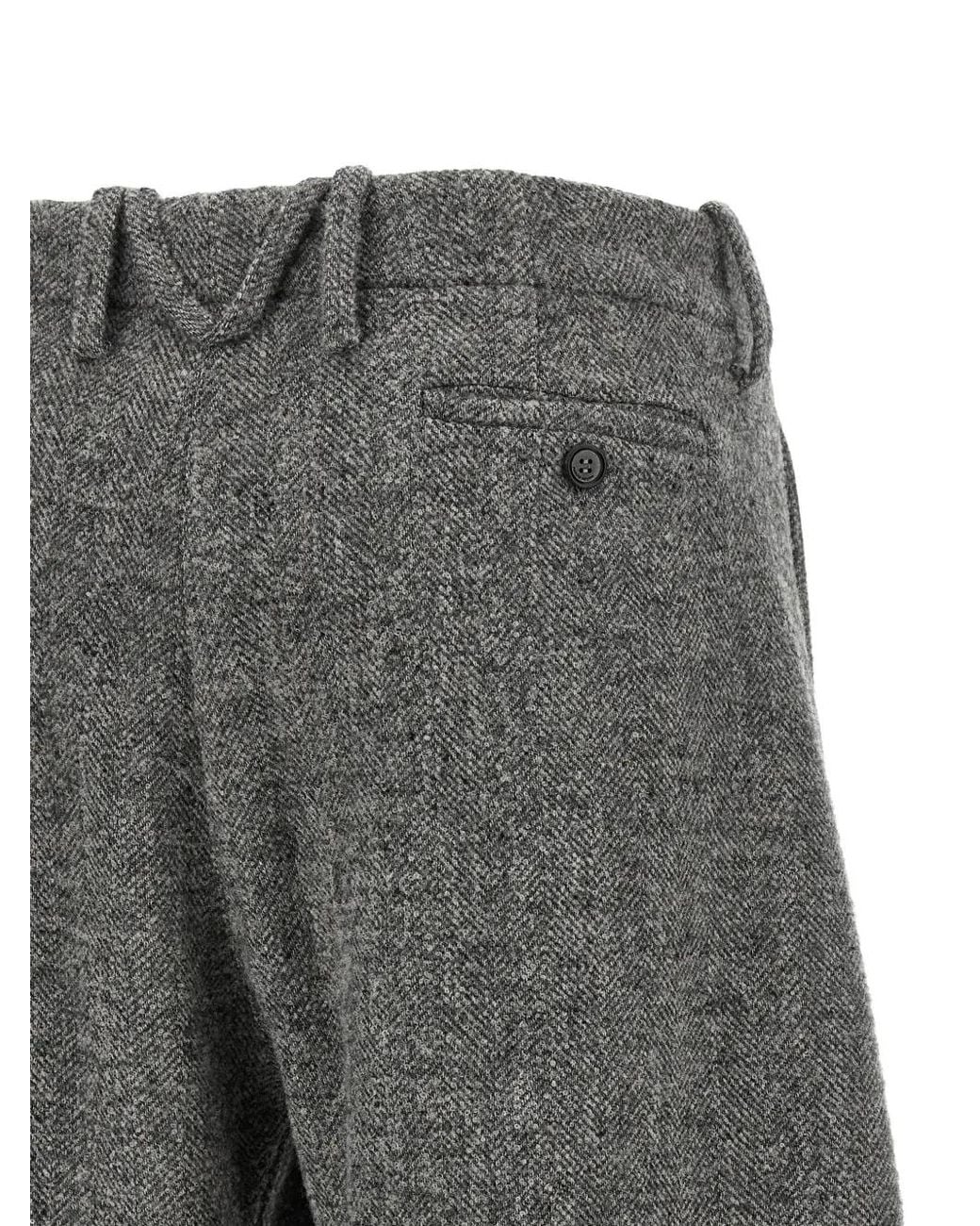 Magda Butrym Gray Herringbone-Pattern Barrel-Leg Trousers