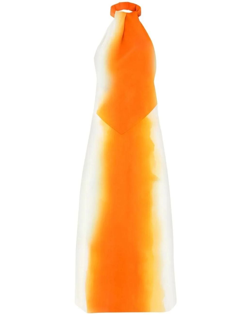 Ferragamo Orange Robe Imprimée À Dos-Nu